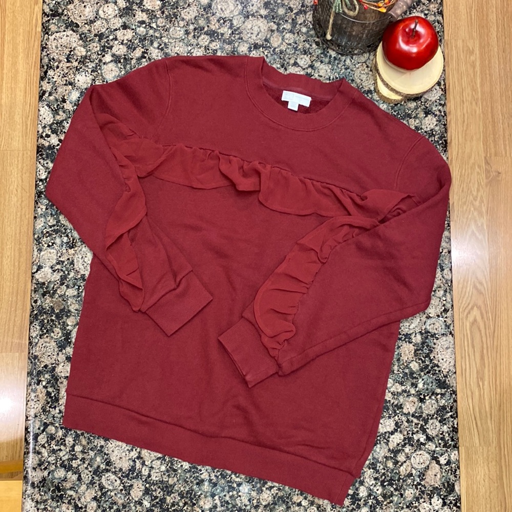 EUC 14th & Union ruffle detail sweatshirt, size S